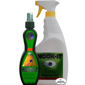 Hook-it bowling ball cleaner. One 6 ounce bottle and one 32 ounce bottle. USBC Approved.