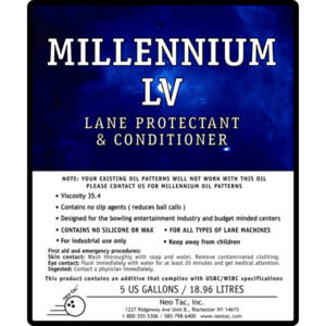 5 gallon box of Millennium LV bowling lane conditioner